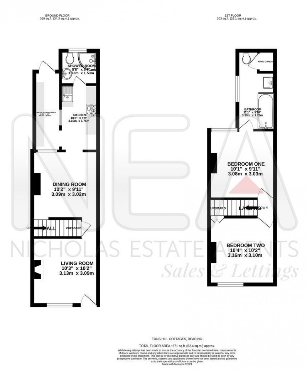 Floorplan for Tuns Hill Cottages, Earley, Reading