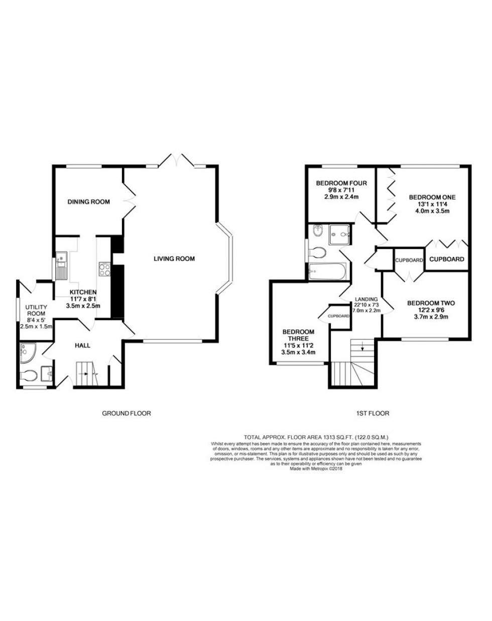 Floorplan for Yarnton Close, Emmer Green, Reading