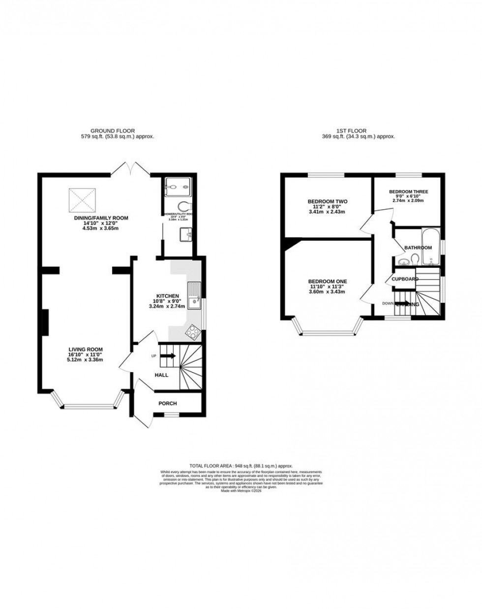 Floorplan for Valentine Crescent, Caversham, Reading
