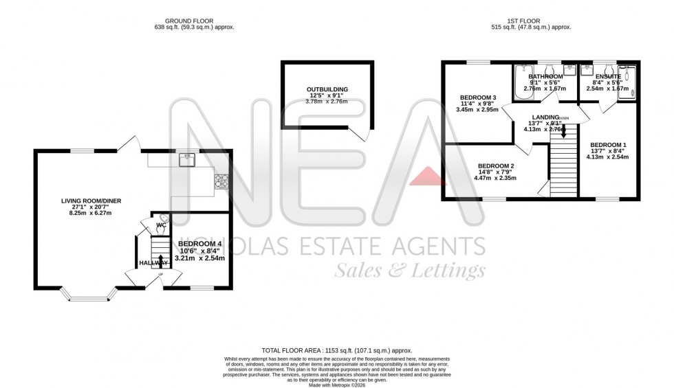 Floorplan for Knights Way, Emmer Green, Reading