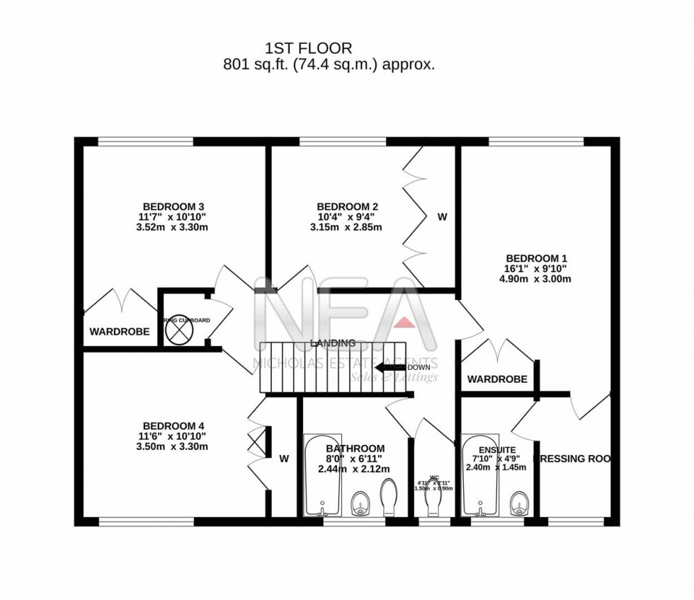 Floorplan for Upper Warren Avenue, Caversham, Reading
