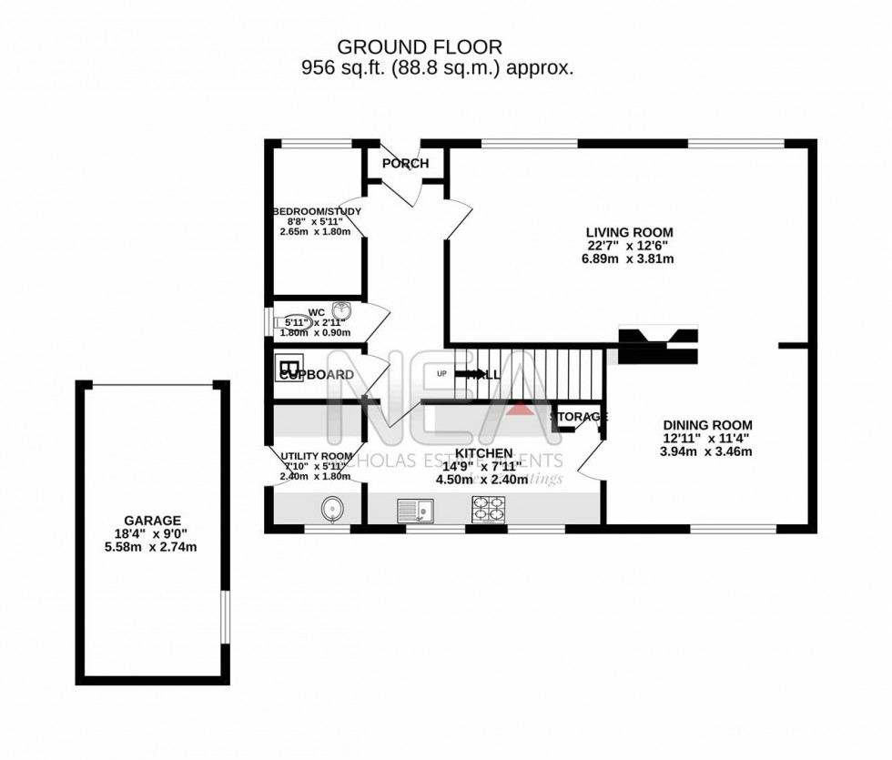 Floorplan for Upper Warren Avenue, Caversham, Reading