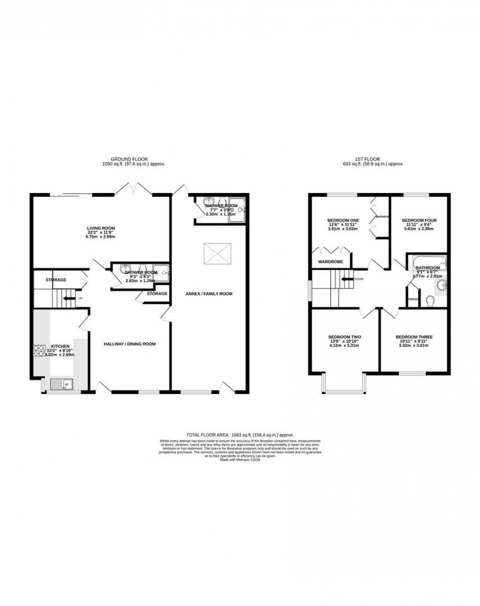 Floorplan for Woodford Close, Caversham, Reading